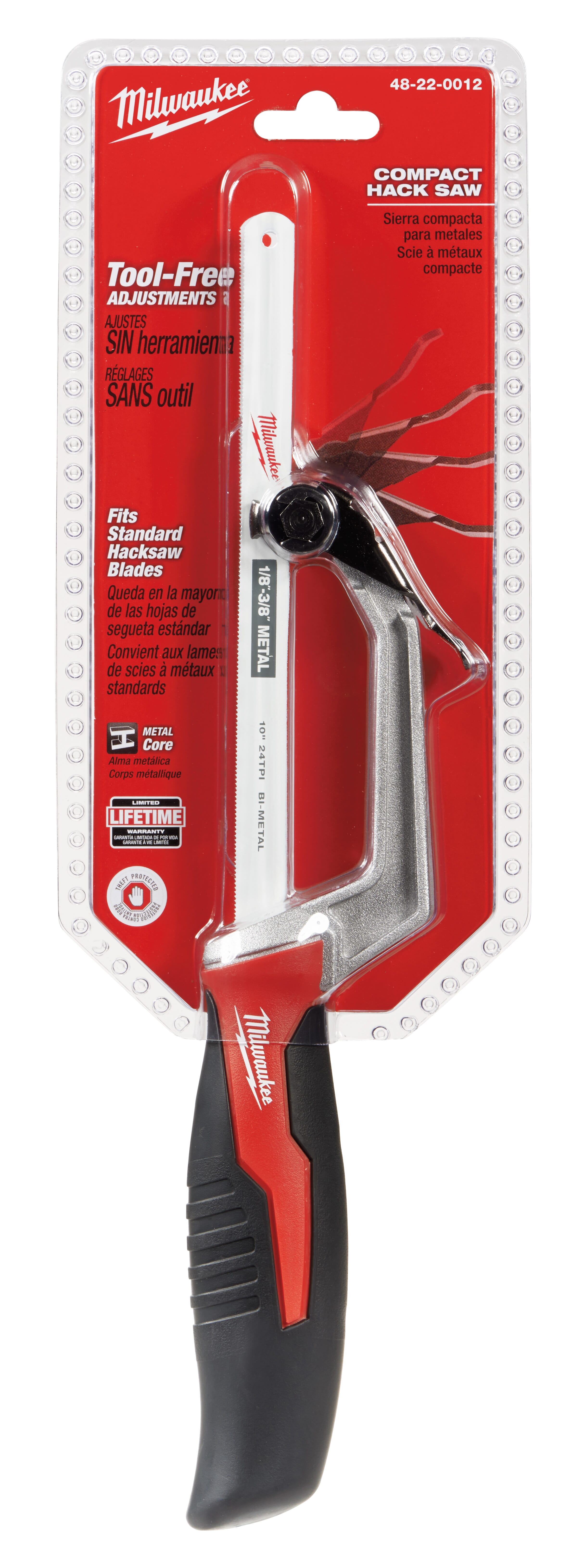 Milwaukee® 48-22-0012 Compact Hacksaw, 10 in L Bi-Metal Blade, 3 in D Throat